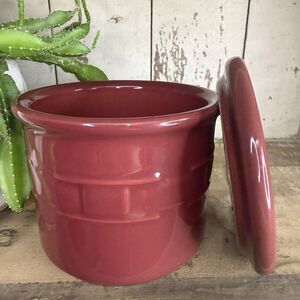 VTG Longaberger Woven Traditions Paprika Pottery Crock | 1 Pint Pottery w/ Lid